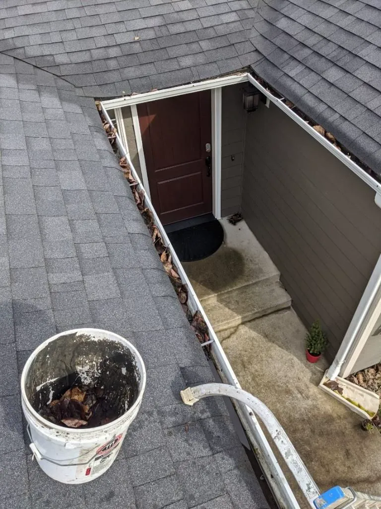 Dirty gutters full of debris